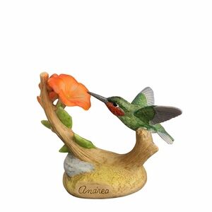 Andrea By Sadek Green Hummingbird with Orange Flower